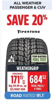 Canadian Tire Firestone weathergrip tires offer
