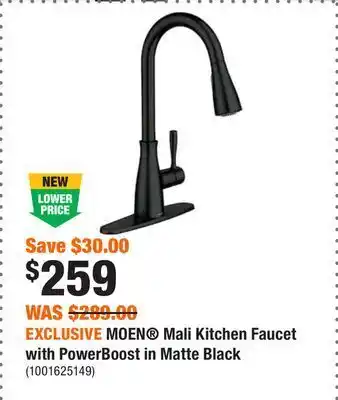 Home Depot Exclusive moen® mali kitchen faucet with powerboost in matte black offer
