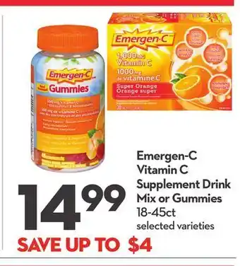 Longo's Emergen-c vitamin c supplement drink mix or gummies offer