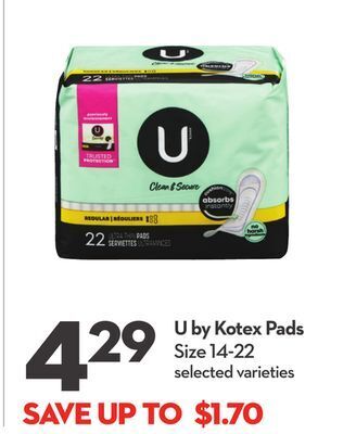 Longo's U by kotex pads offer