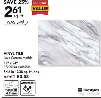 RONA Vinyl tile, 12x24 offer