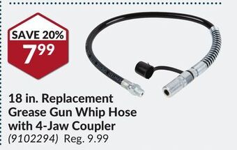Princess Auto 18 in. replacement grease gun whip hose with 4-jaw coupler offer