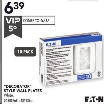 RONA Eaton decorator style wall plates offer