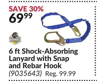 Princess Auto 6 ft shock-absorbing lanyard with snap and rebar hook offer