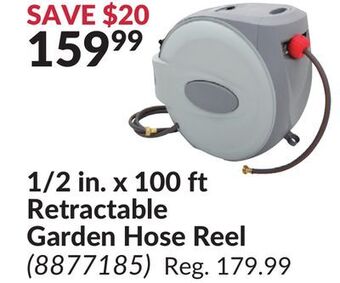 Princess Auto 1/2 in. x 100 ft retractable garden hose reel offer