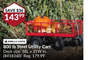 Princess Auto 800 lb steel utility cart offer