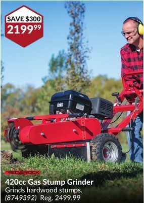 Princess Auto 420cc gas stump grinder offer