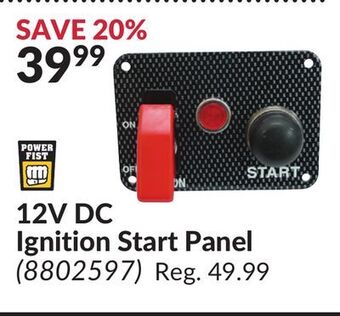 Princess Auto 12v dc ignition start panel offer