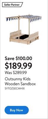 Walmart Outsunny kids wooden sandbox offer