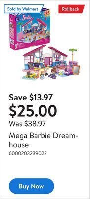 Walmart Mega barbie dreamhouse offer