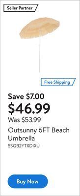 Walmart Outsunny 6ft beach umbrella offer