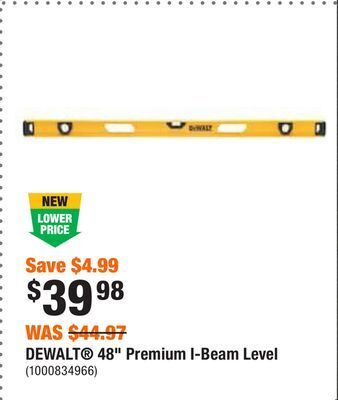 Home Depot Dewalt® 48 premium i-beam level offer
