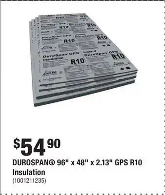 Home Depot Durospan® 96 x 48 x 2.13 gps r10 insulation offer