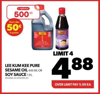 Real Canadian Superstore Lee kum kee pure sesame oil, 445 ml or soy sauce, 1.9 l offer