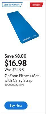Walmart Gozone fitness mat with carry strap offer