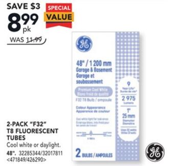 Lowe's Ge 2-pack f32 t8 fluorescent tubes 48 offer