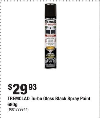 Home Depot Tremclad turbo gloss black spray paint 680g offer