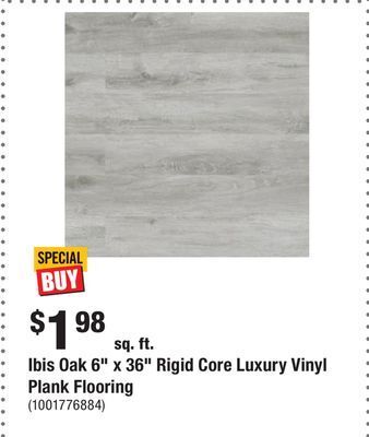 Home Depot Ibis oak 6 x 36 rigid core luxury vinyl plank flooring offer