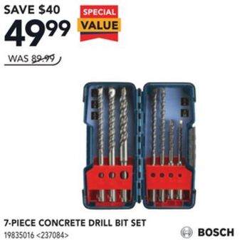 Lowe's Bosch 7-piece concrete drill bit set offer