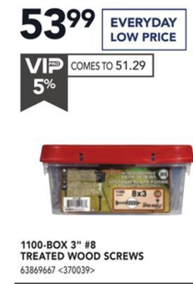Lowe's 1100-box 3 #8 treated wood screws offer
