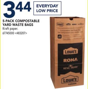 RONA 5-pack compostable yard waste bags offer