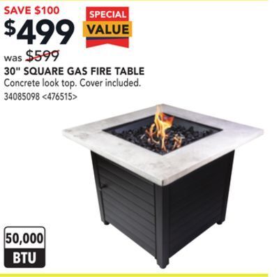 RONA Endless summer 30 square gas fire table 50,000 btu offer
