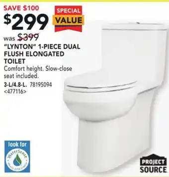 RONA Project source lynton 1-piece dual flush elongated toilet, 3-l/4.8-l offer