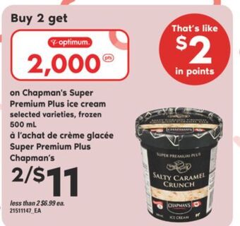 Valu-mart Crème glacée super premium plus chapman's, 500 ml offer