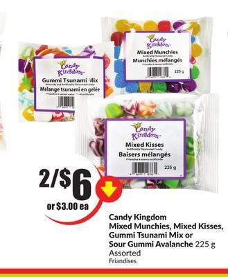 Chalo FreshCo Candy kingdom mixed munchies, mixed kisses, gummi tsunami mix or sour gummi avalanche 225 g assorted offer