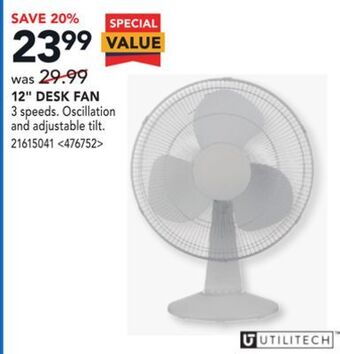 RONA Utilitech 12 desk fan offer