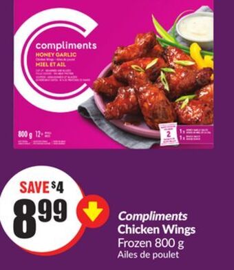 Chalo FreshCo Compliments chicken wings frozen 800 g offer