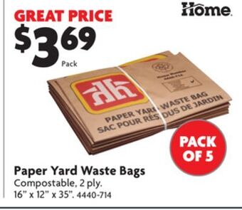 Home Hardware Paper yard waste bags offer