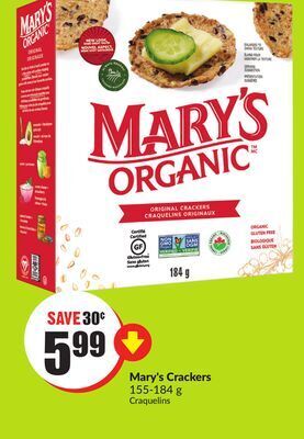 Chalo FreshCo Mary's crackers 155-184 g offer