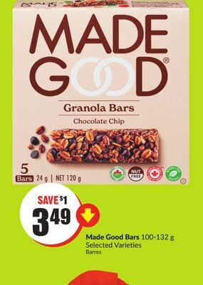 Chalo FreshCo Made good bars 100-132 g selected varieties offer