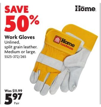 Home Hardware Work gloves offer