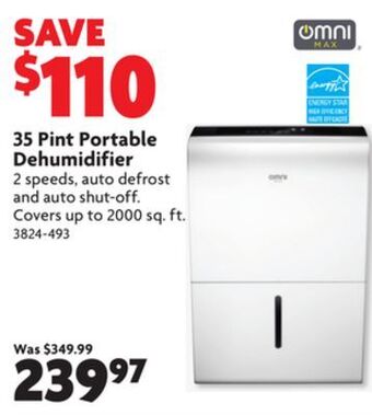 Home Hardware 35 pint portable dehumidifier offer