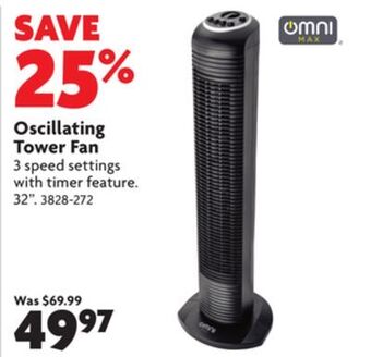 Home Hardware Oscillating tower fan offer