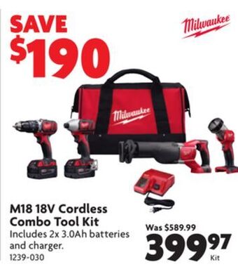 Home Hardware M18 18v cordless combo tool kit offer