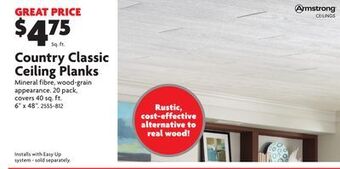 Home Hardware Country classic ceiling planks offer