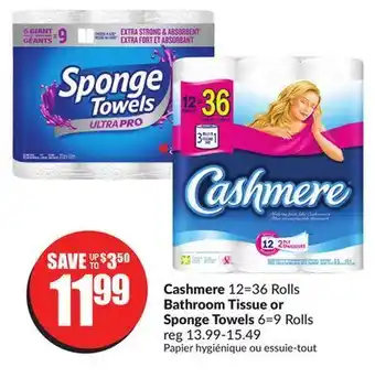FreshCo Cashmere 12=36 rolls bathroom tissue or sponge 6=9 rolls offer