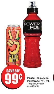 FreshCo Peace tea 695 ml powerade 710 ml offer
