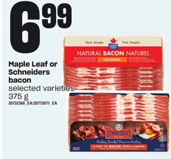 Zehrs Markets Maple leaf or schneiders bacon, 375 g offer