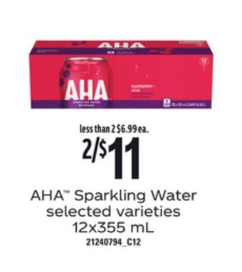 Zehrs Markets Aha™ sparkling water, 12x355 ml offer