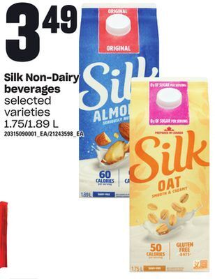 Zehrs Markets Silk non-dairy beverages, 1.75/1.89 l offer