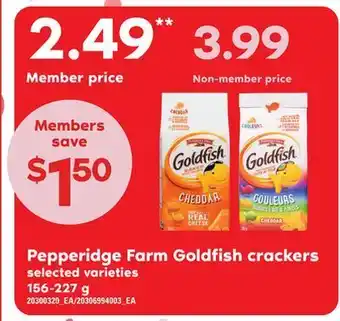 Zehrs Markets Pepperidge farm goldfish crackers, 156-227 g offer