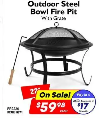 Factory Direct Debranded outdoor steel bowl fire pit with grate offer