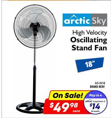 Factory Direct Arctic sky high velocity oscillating stand fan offer