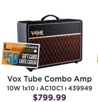 Long & McQuade Vox ac10c1 10 watt 1x10 tube combo offer