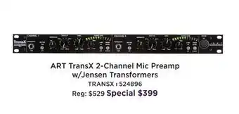 Long & McQuade Art pro audio transx 2 channel mic preamp w/jensen transformers offer