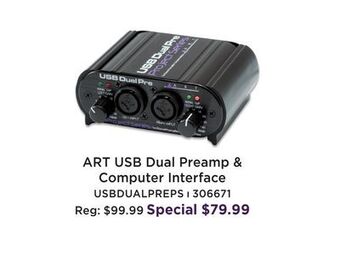 Long & McQuade Art pro audio usb dual preamp & computer interface offer